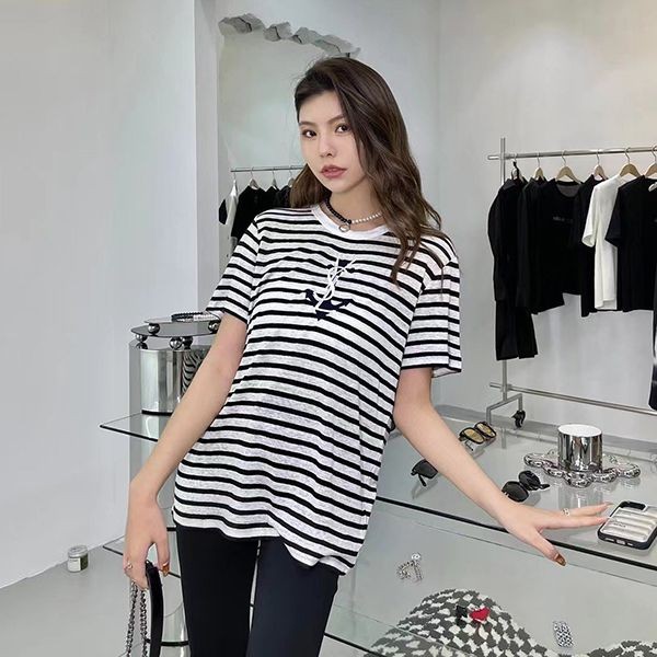 日本未入荷サンローラン★ ストライプ柄コットンTシャツ コピー Sai21089